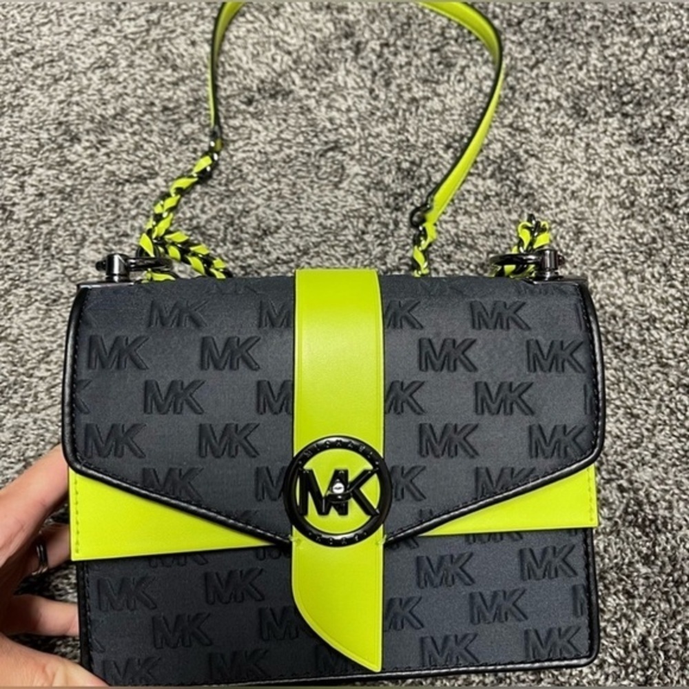 New Michael Kors Greenwich black/green crossbody